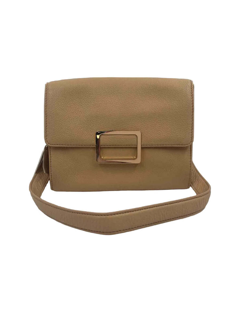 TALBOTS Beige Pebble Leather Flap-Front Shoulder Bag Purse
